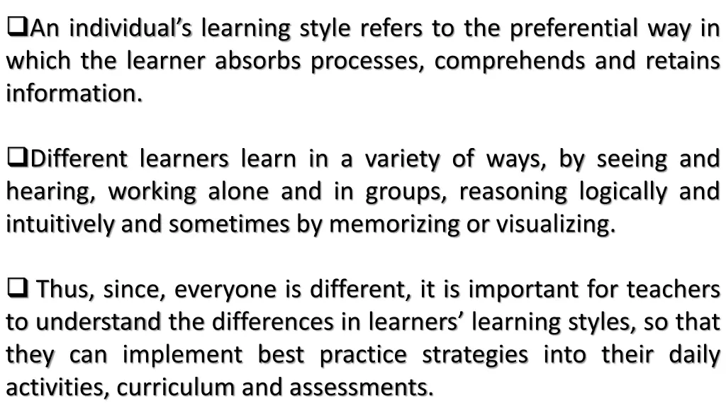 an individual s learning style refers