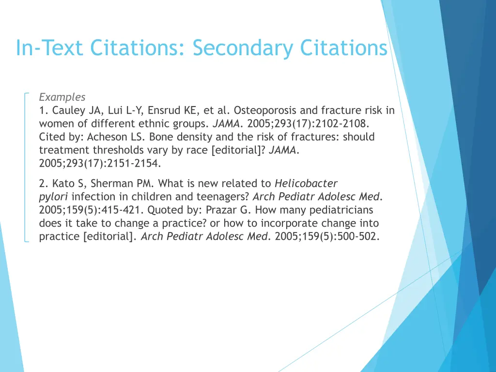 in text citations secondary citations 1