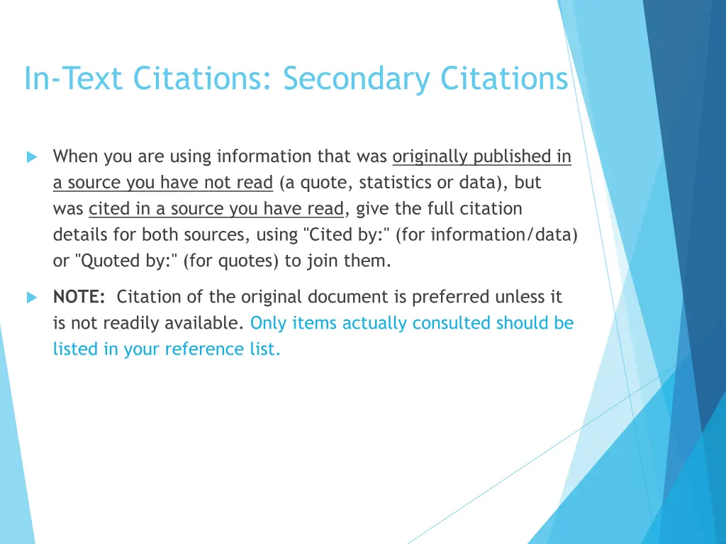 in text citations secondary citations