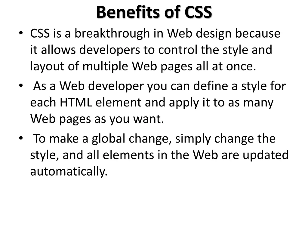 benefits of css