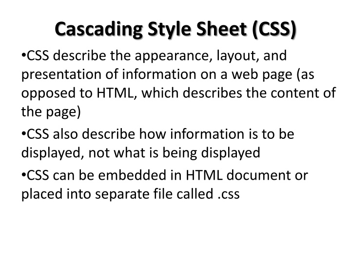 cascading style sheet css css describe