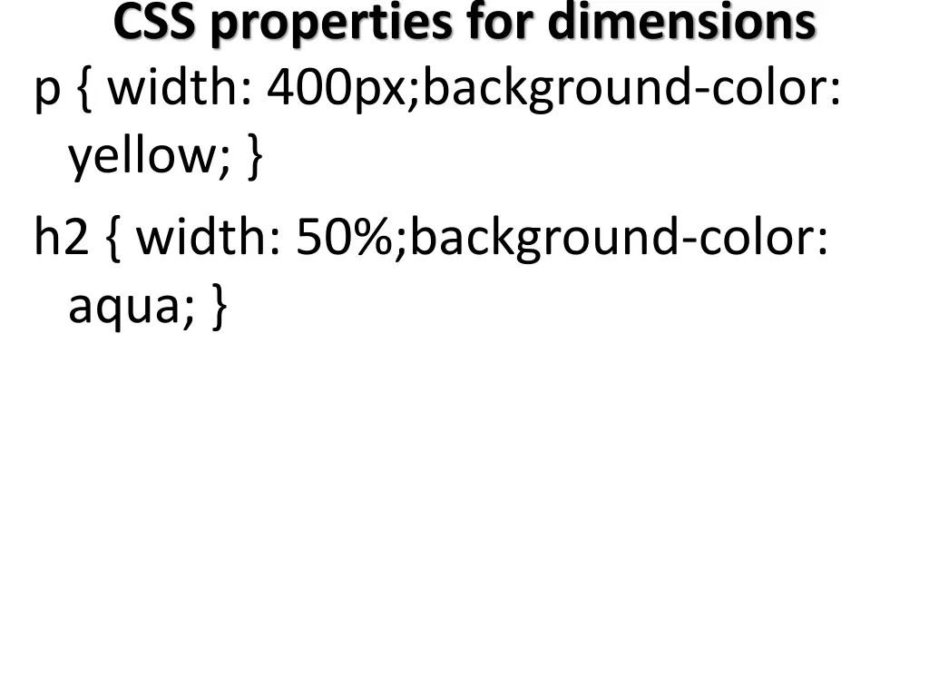 css properties for dimensions p width 400px