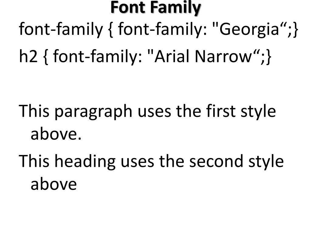 font family