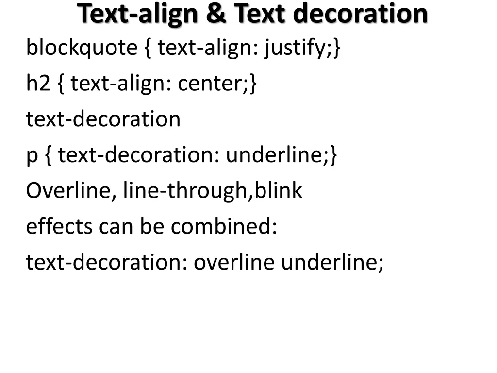 text align text decoration blockquote text align