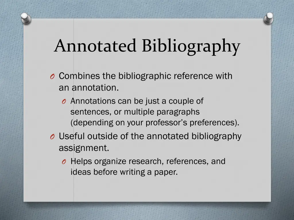 annotated bibliography