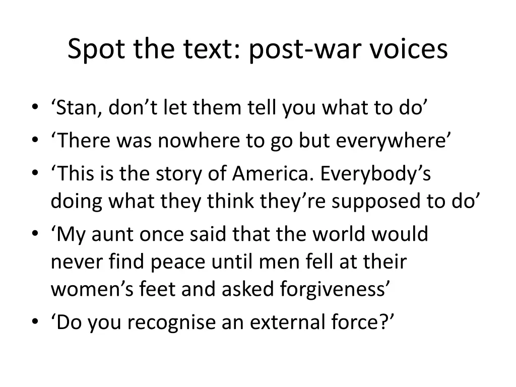 spot the text post war voices