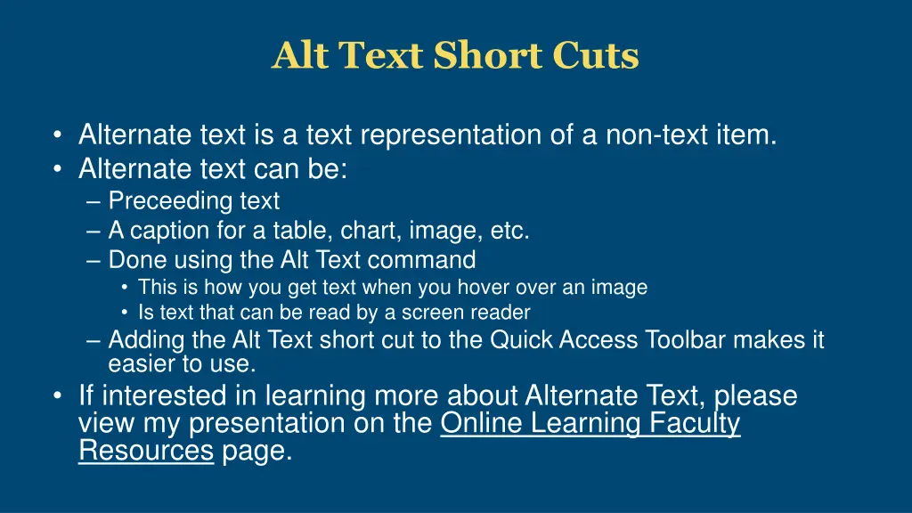 alt text short cuts