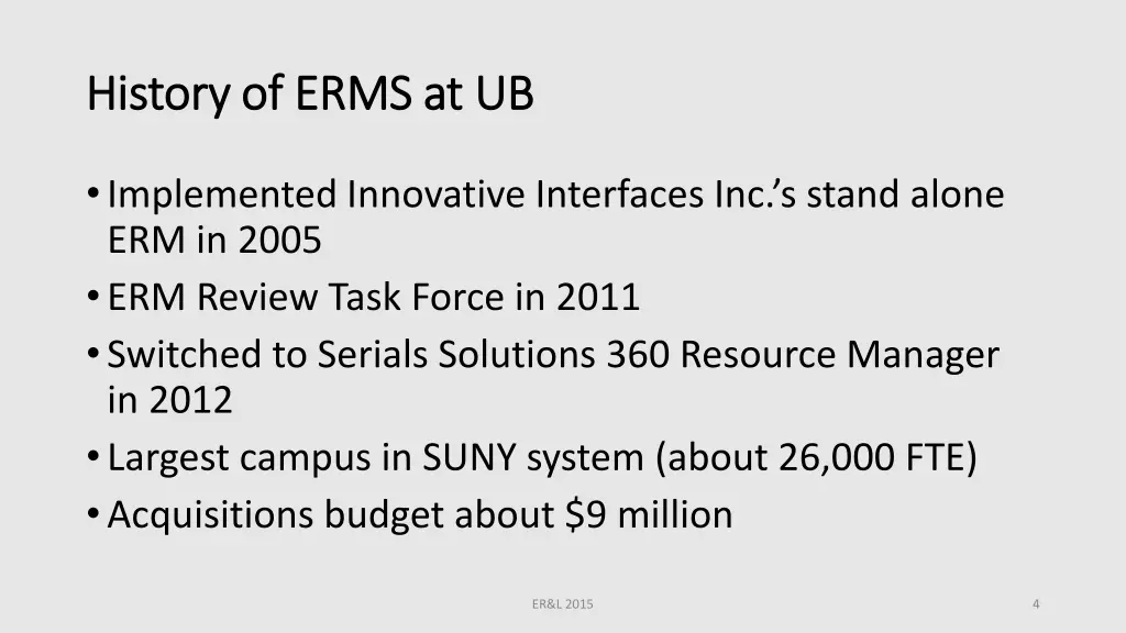 history of erms at ub history of erms at ub