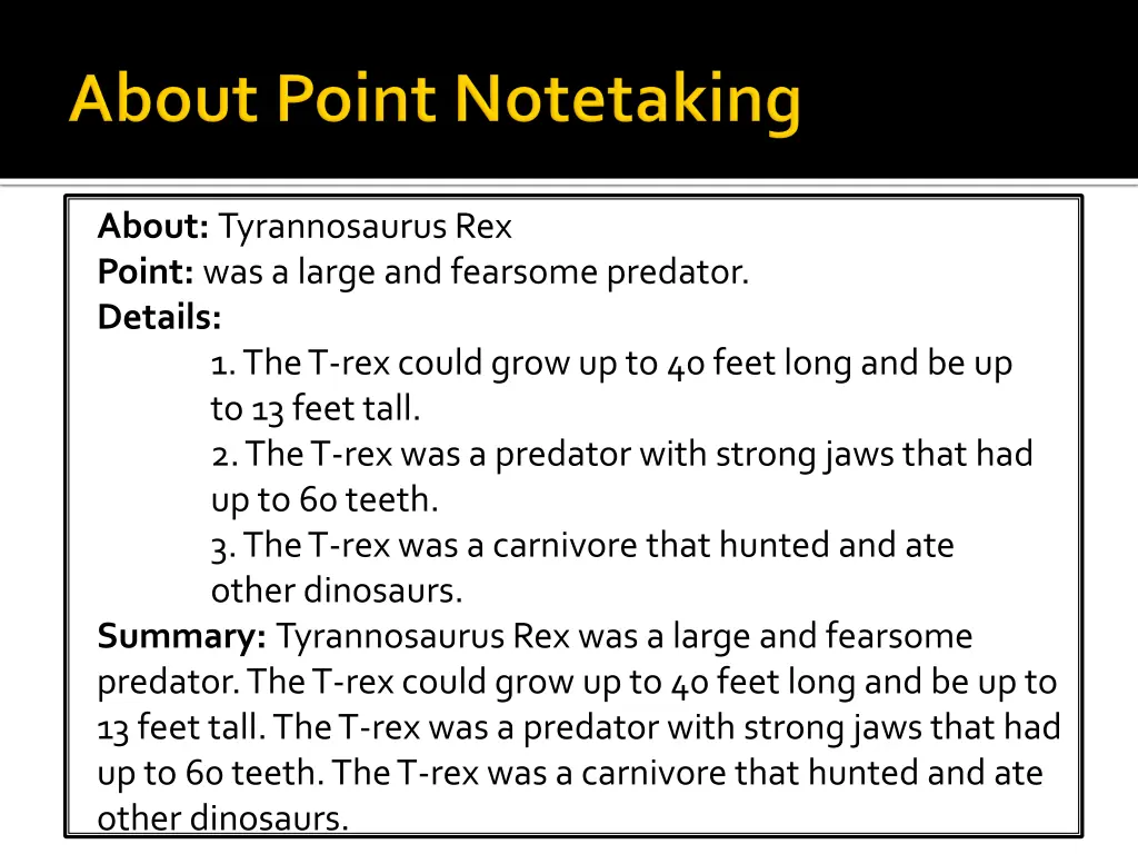 about tyrannosaurus rex point was a large