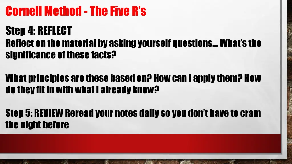 cornell method the five r s 1