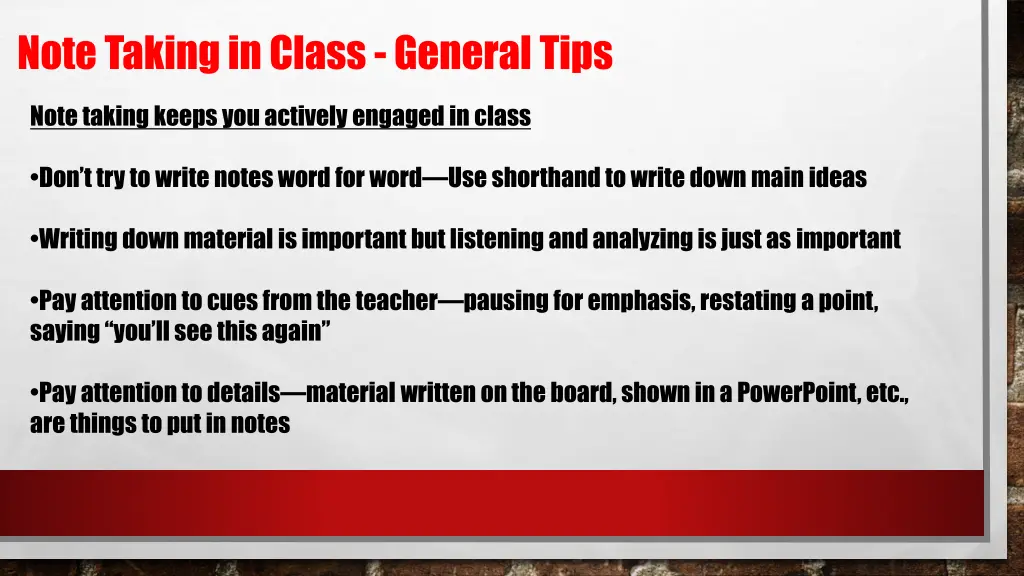 note taking in class general tips