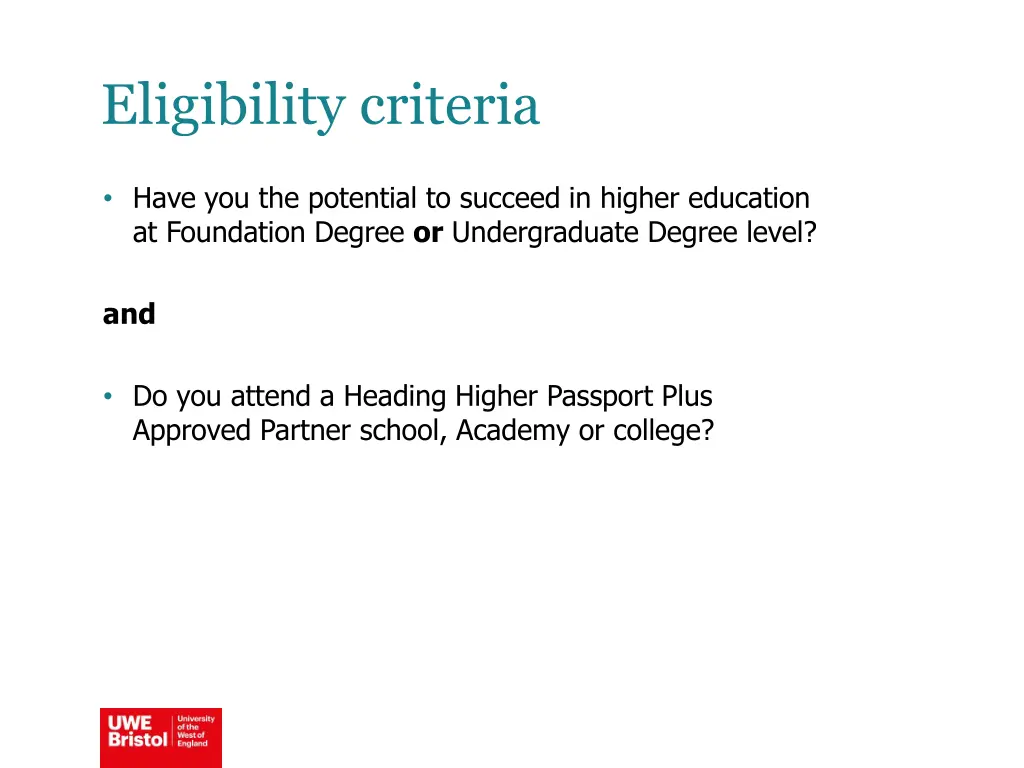 eligibility criteria