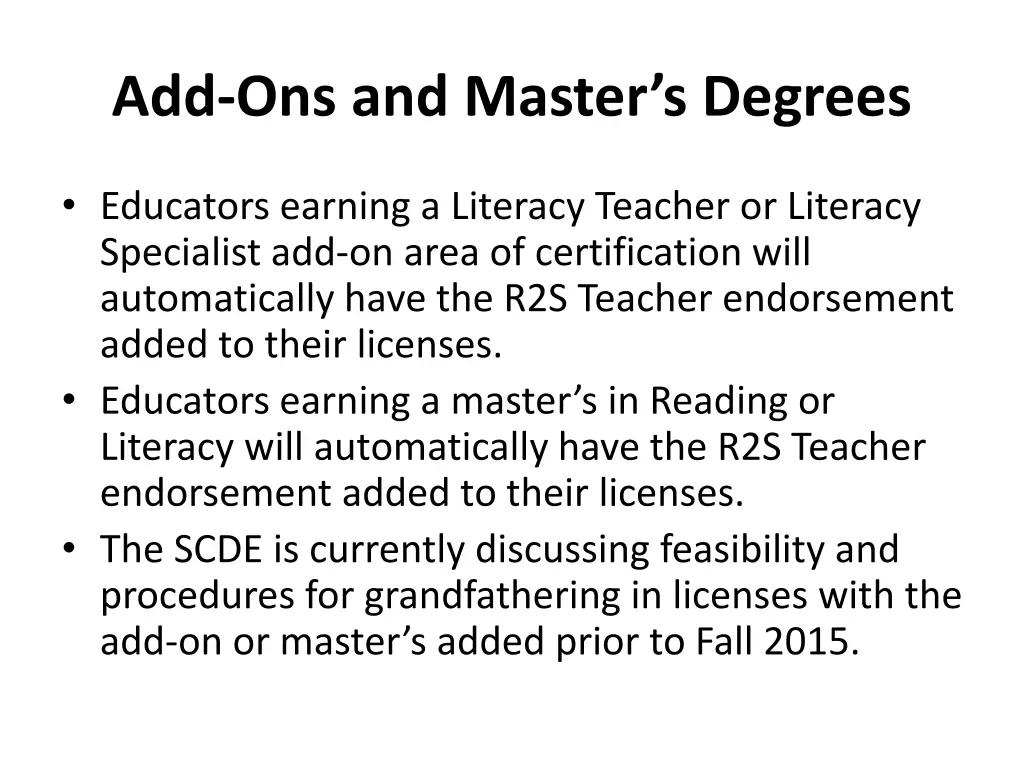 add ons and master s degrees