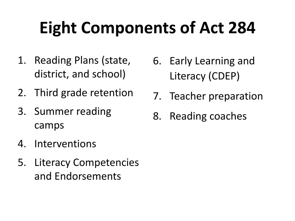 eight components of act 284