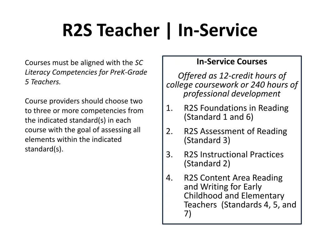 r2s teacher in service