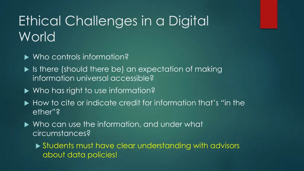 ethical challenges in a digital world