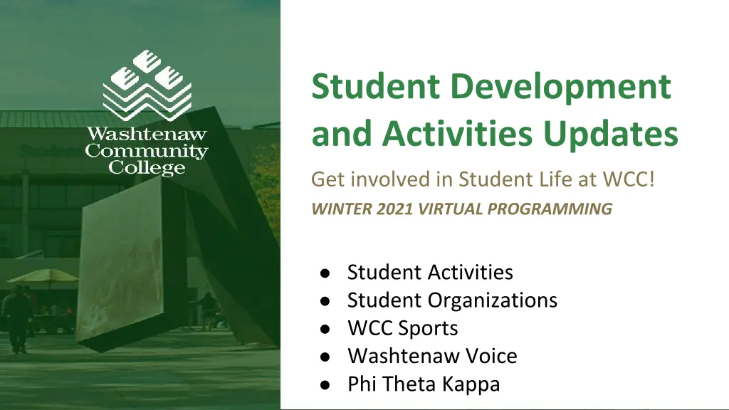 student development and activities updates