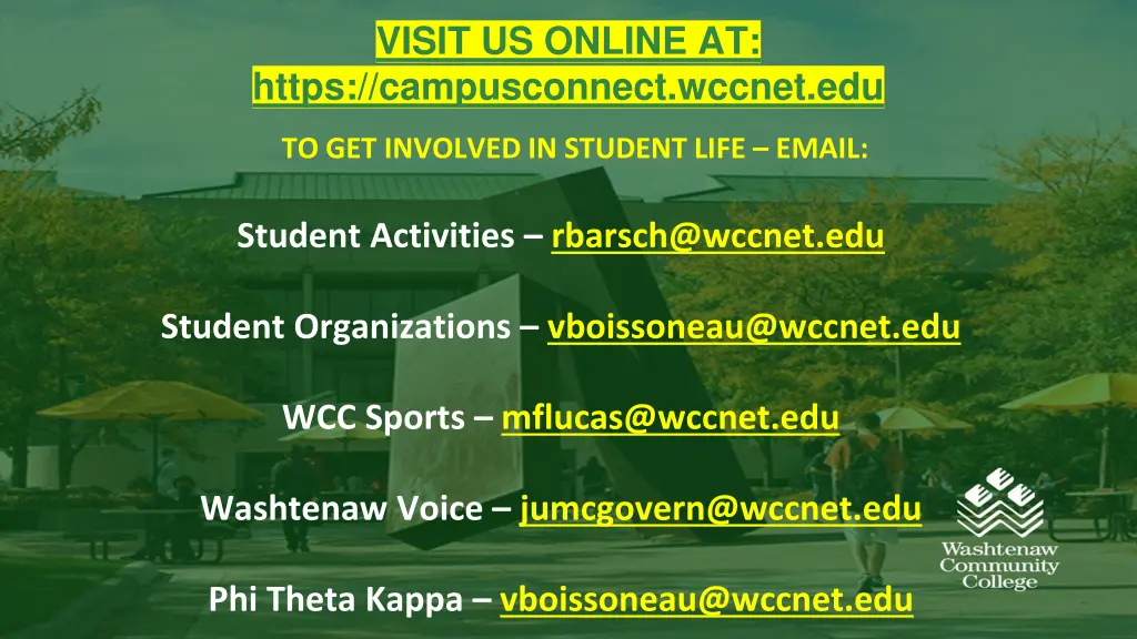 visit us online at https campusconnect wccnet edu