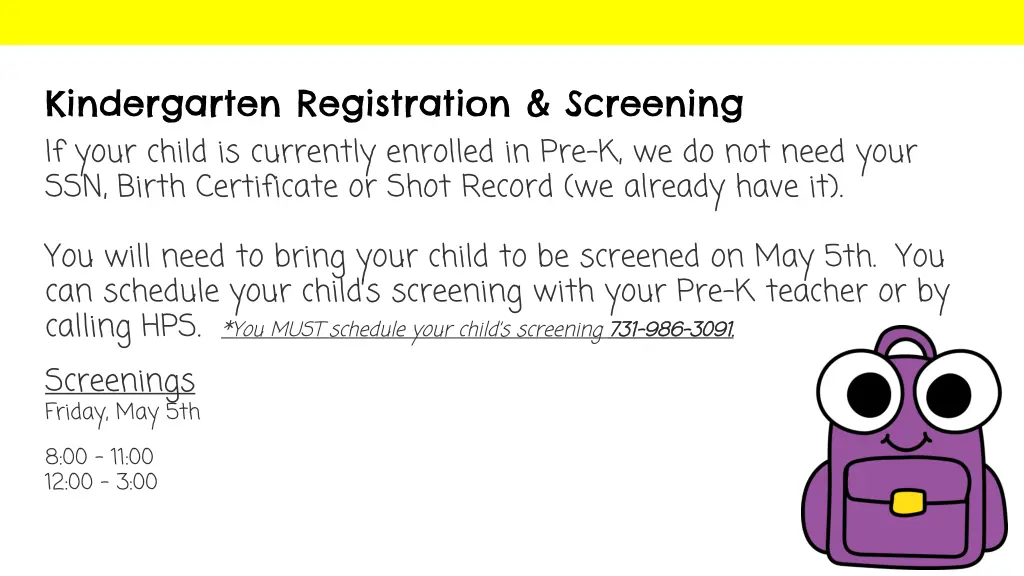 kindergarten registration screening if your child