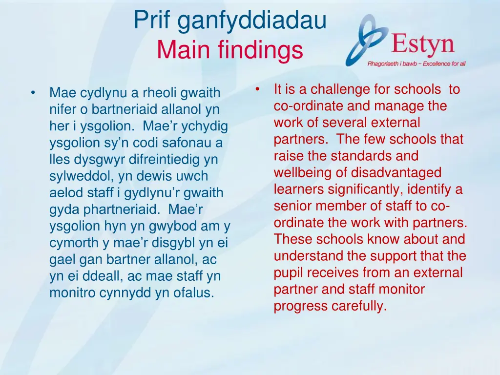 prif ganfyddiadau main findings 3