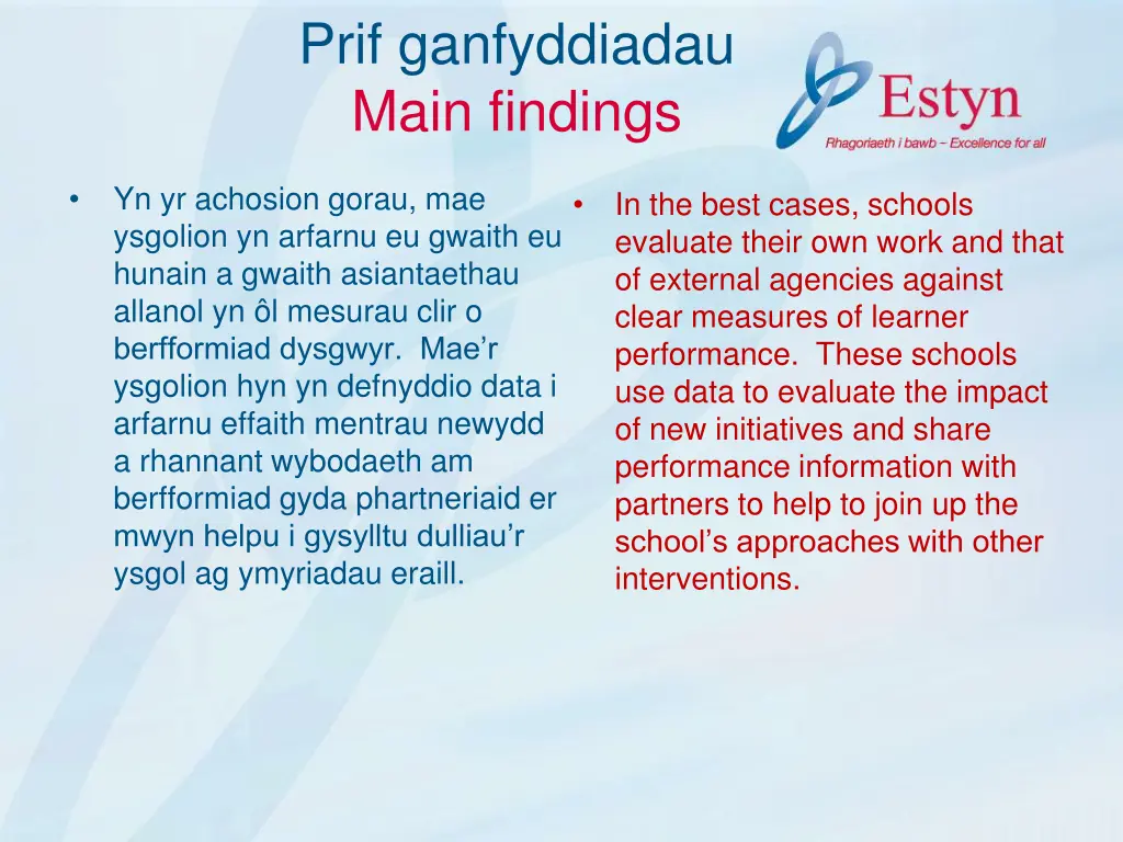 prif ganfyddiadau main findings 5