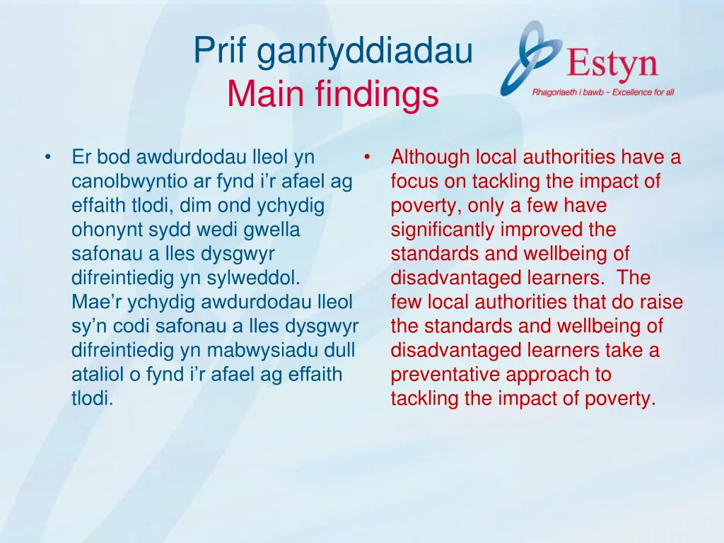 prif ganfyddiadau main findings 6