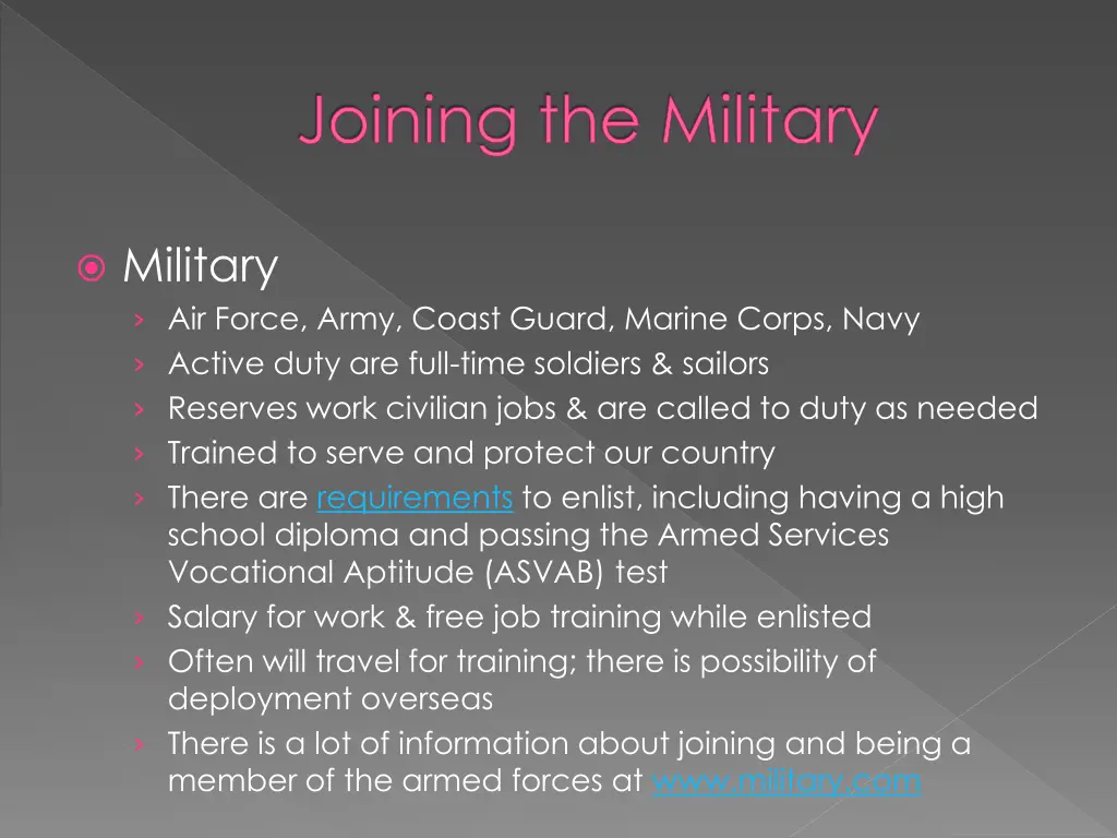 joining the military