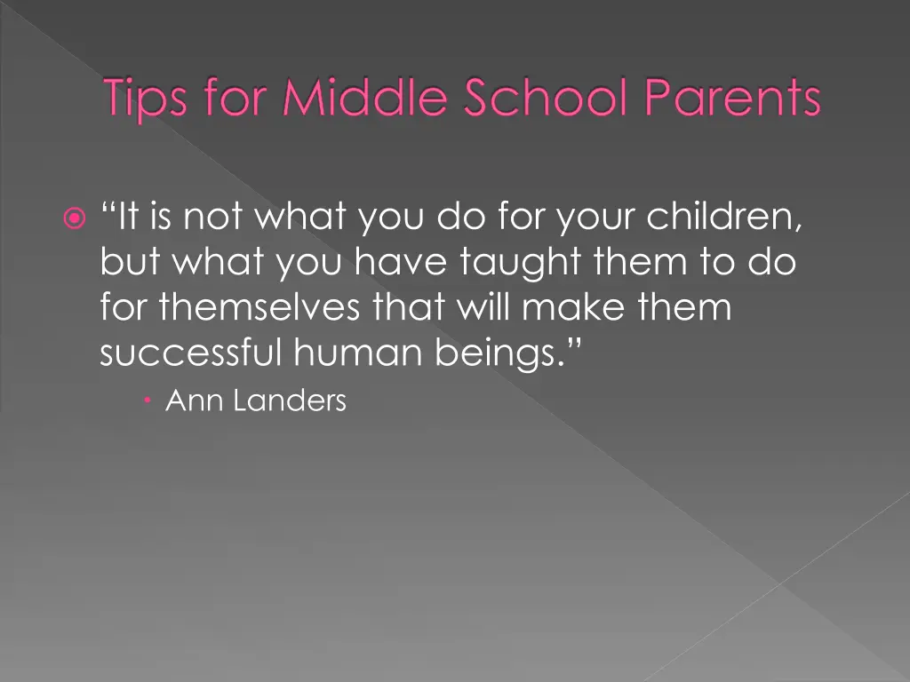 tips for middle school parents