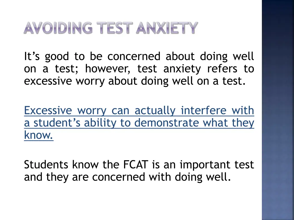 avoiding test anxiety