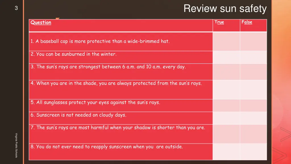 review sun safety