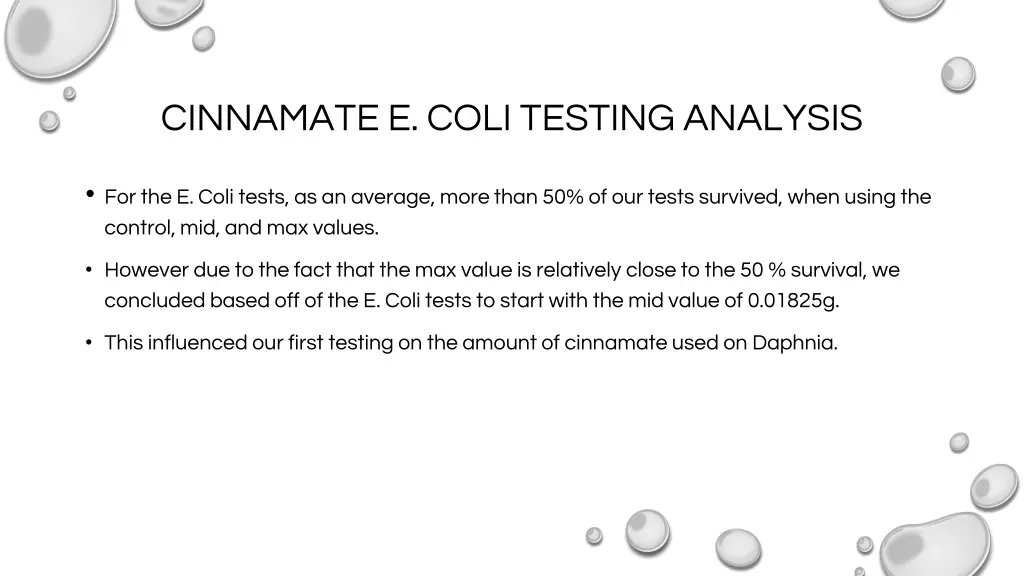 cinnamate e coli testing analysis