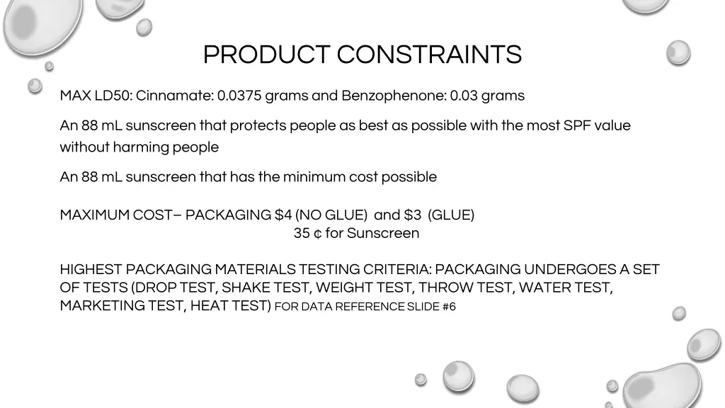 product constraints