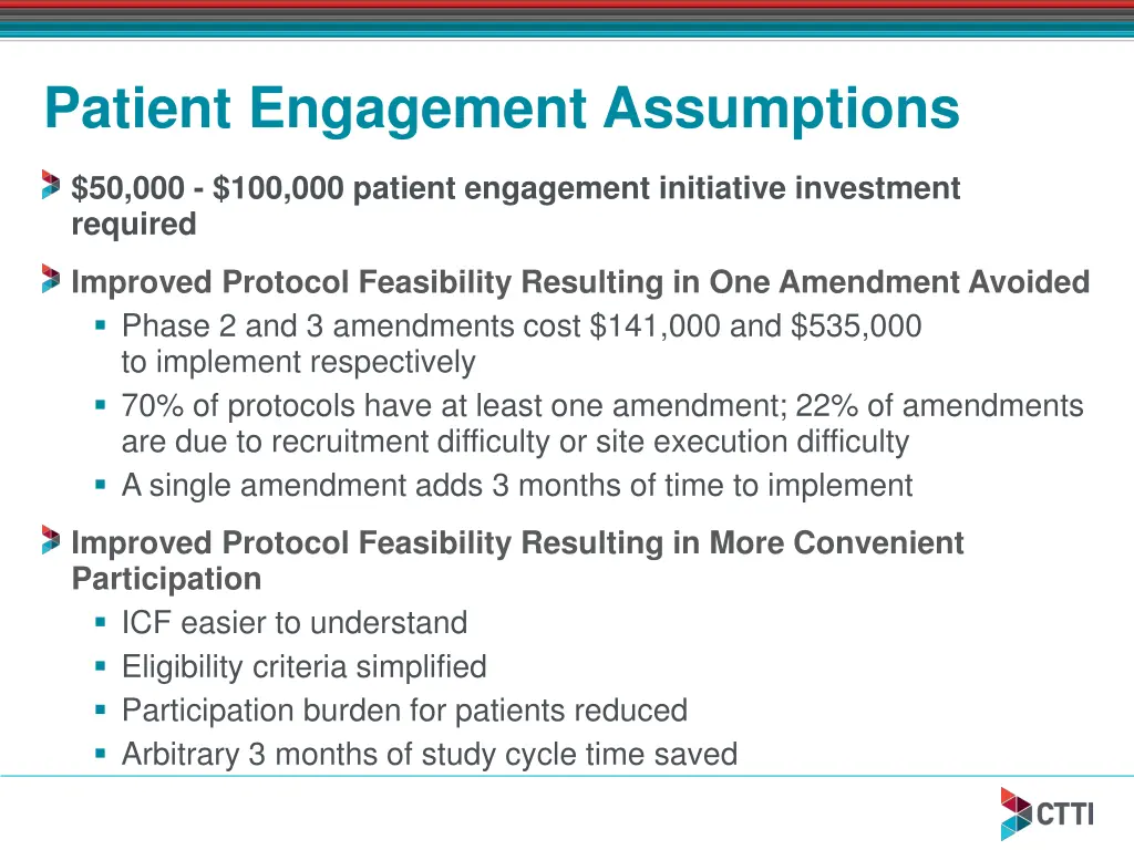 patient engagement assumptions