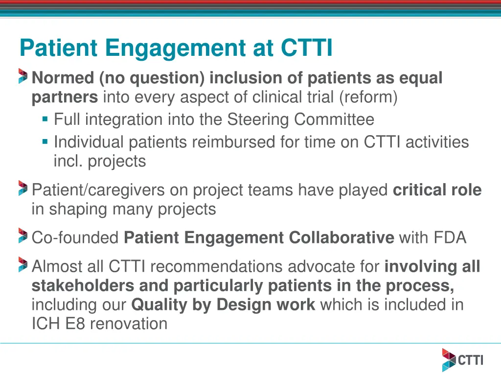 patient engagement at ctti normed no question