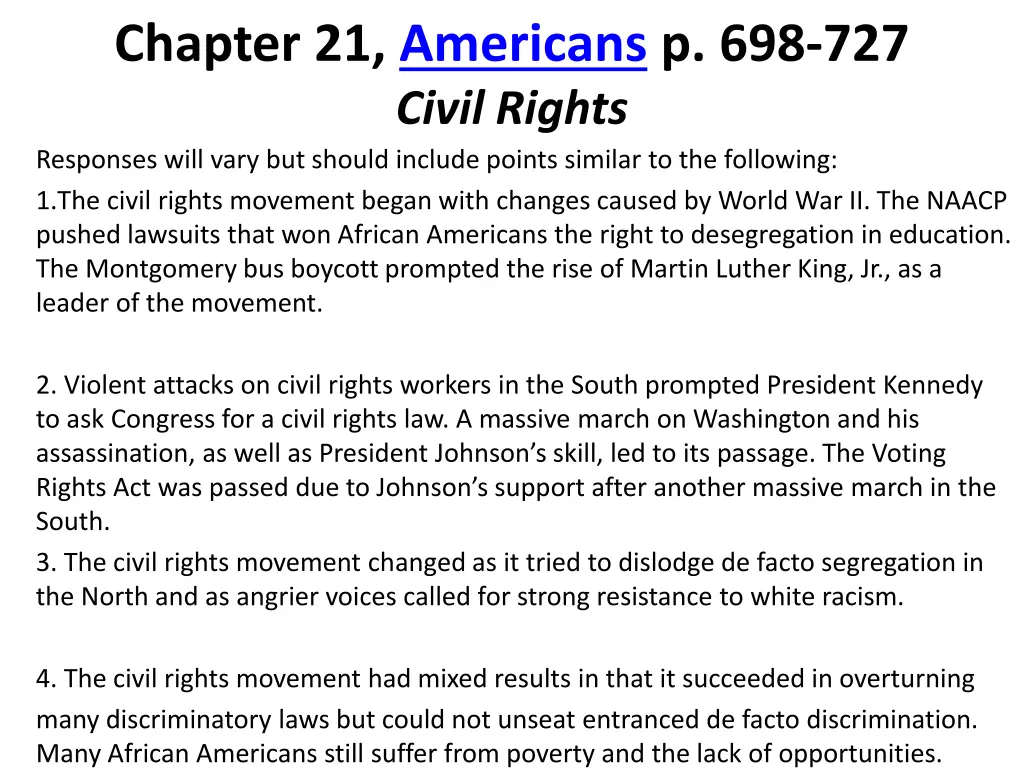 chapter 21 americans p 698 727 civil rights