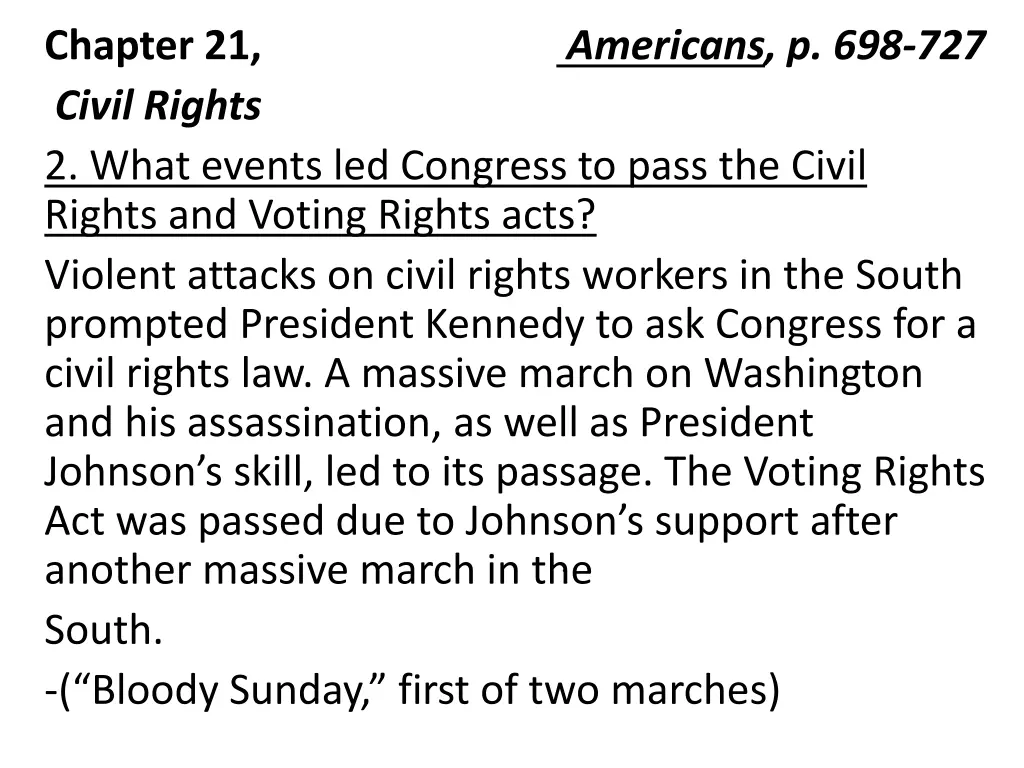 chapter 21 civil rights 2 what events