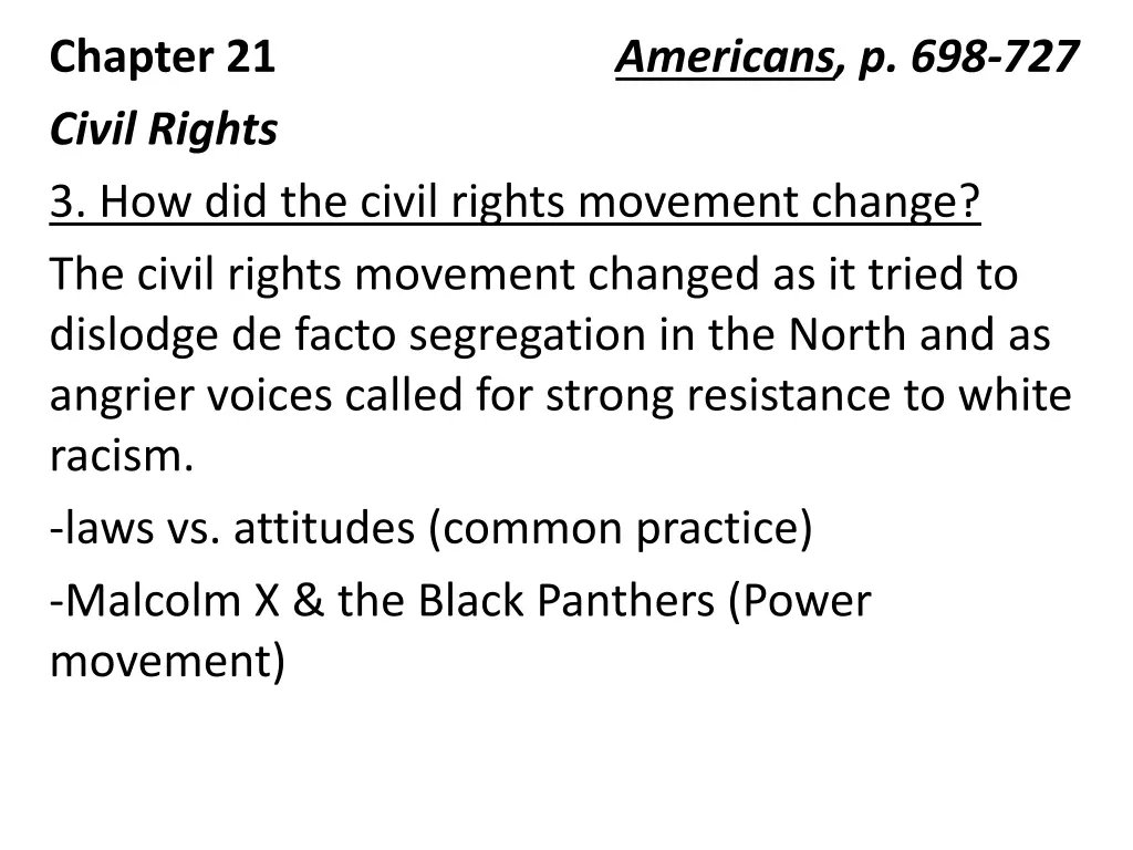 chapter 21 civil rights 3 how did the civil