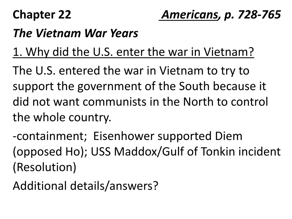 chapter 22 the vietnam war years