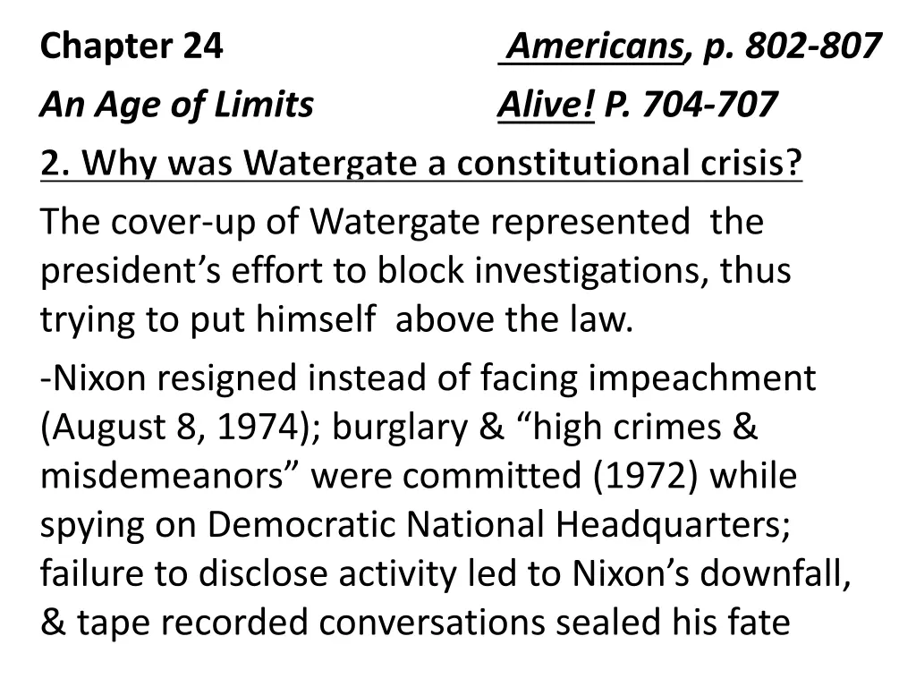 chapter 24 an age of limits 2 why was watergate