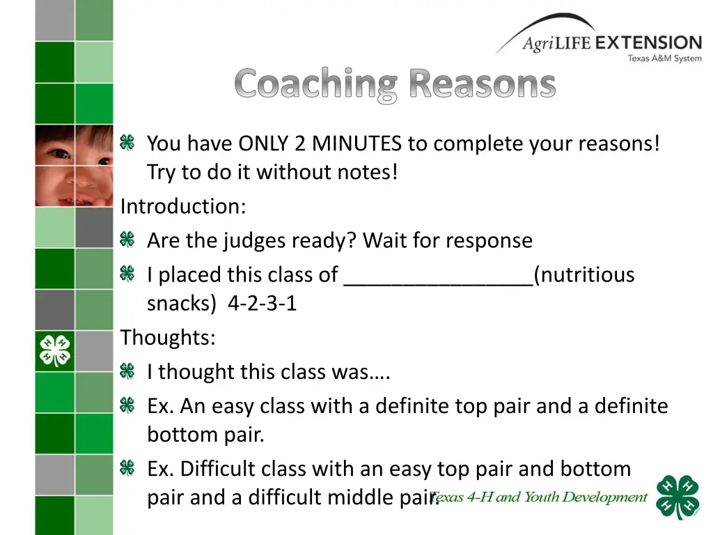 coaching reasons