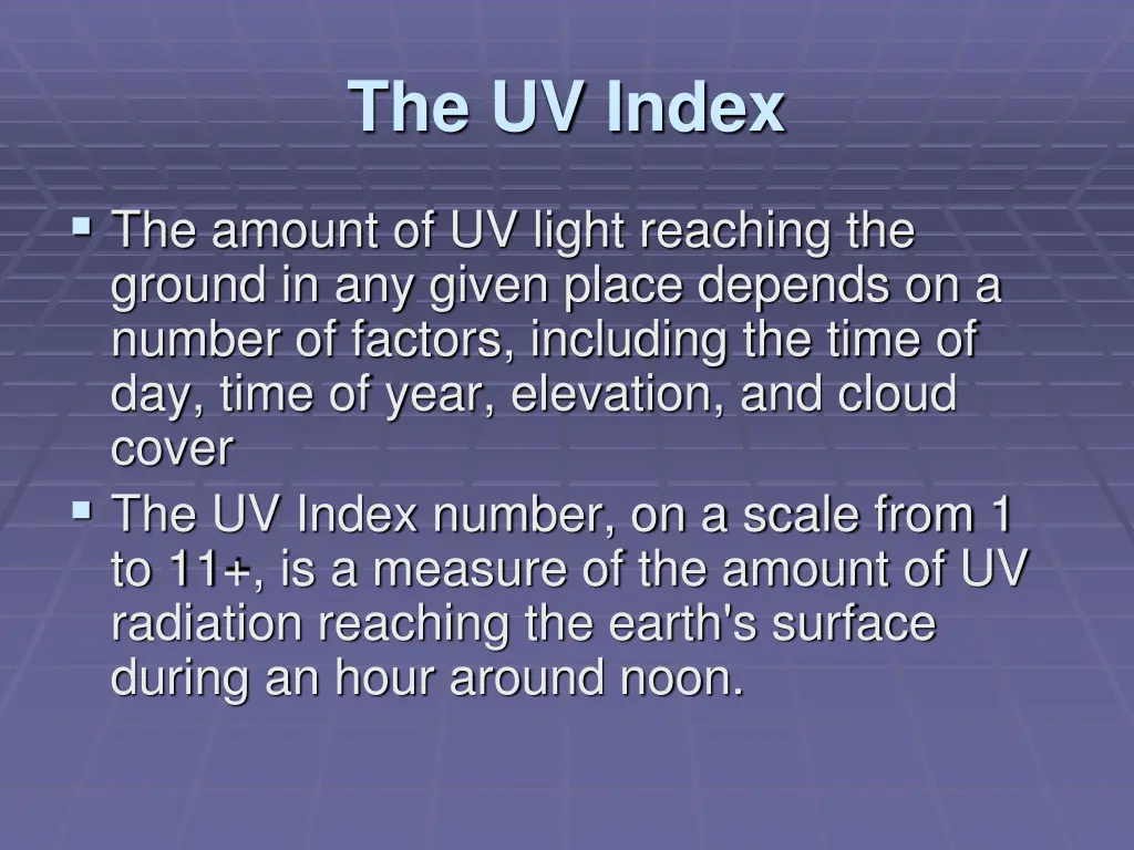 the uv index