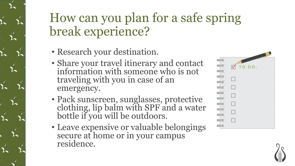 how can you plan for a safe spring break