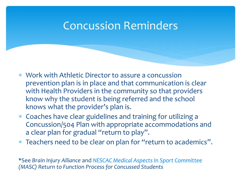 concussion reminders