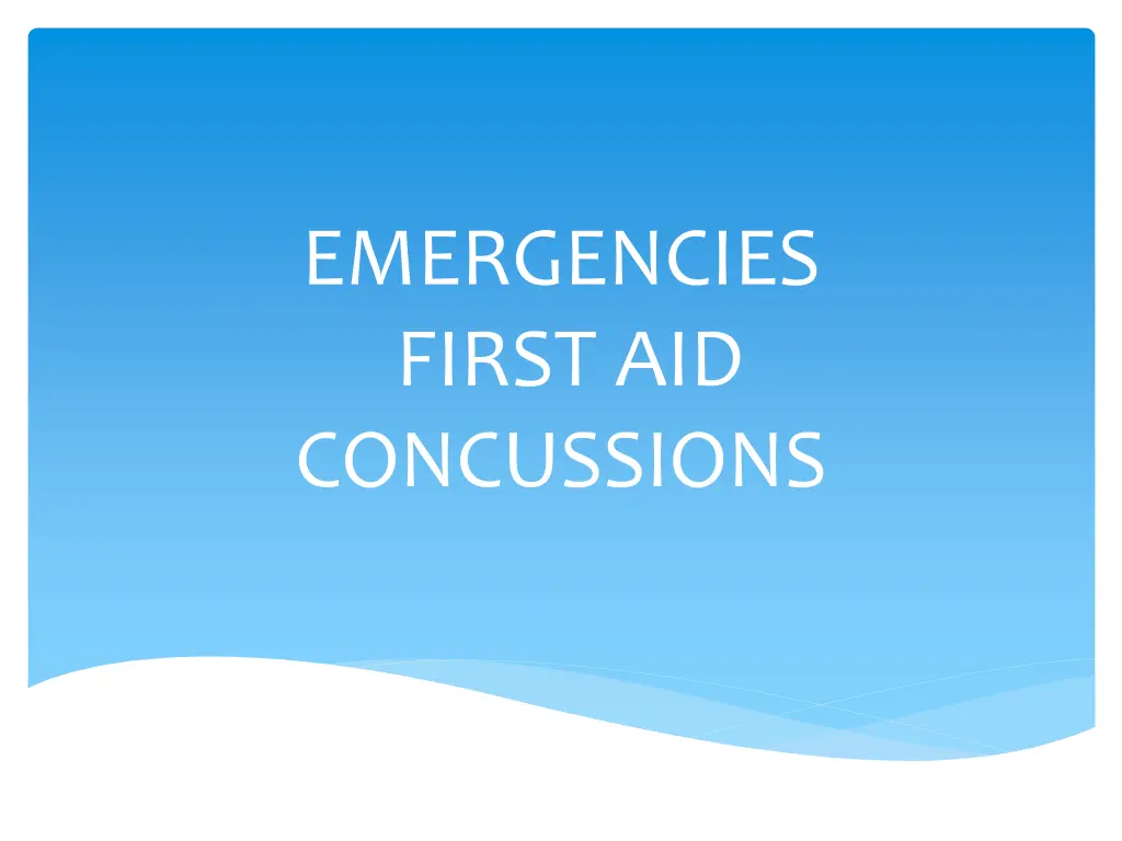 emergencies first aid concussions