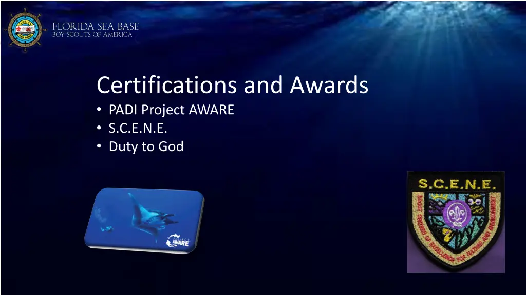 certifications and awards padi project aware