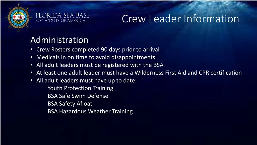 crew leader information