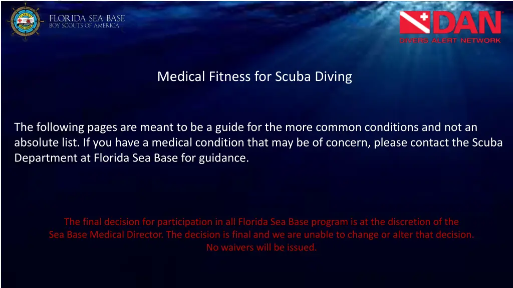 medical fitness for scuba diving