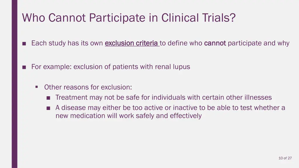 who cannot participate in clinical trials