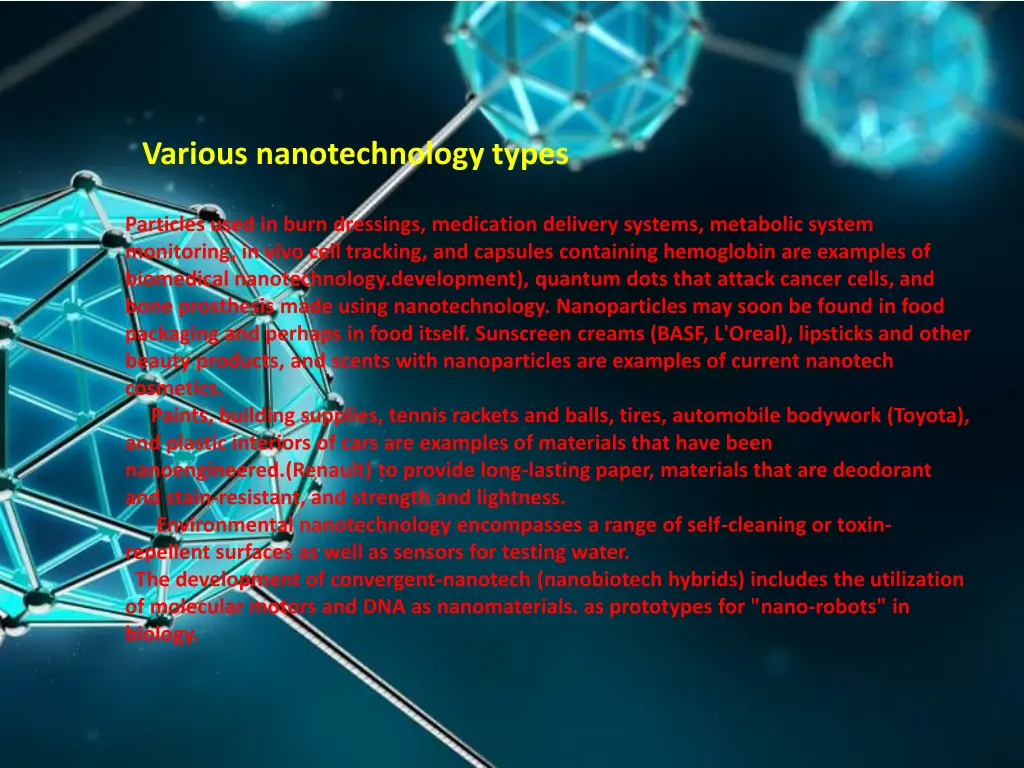 various nanotechnology types