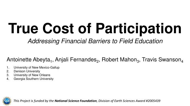 true cost of participation addressing financial